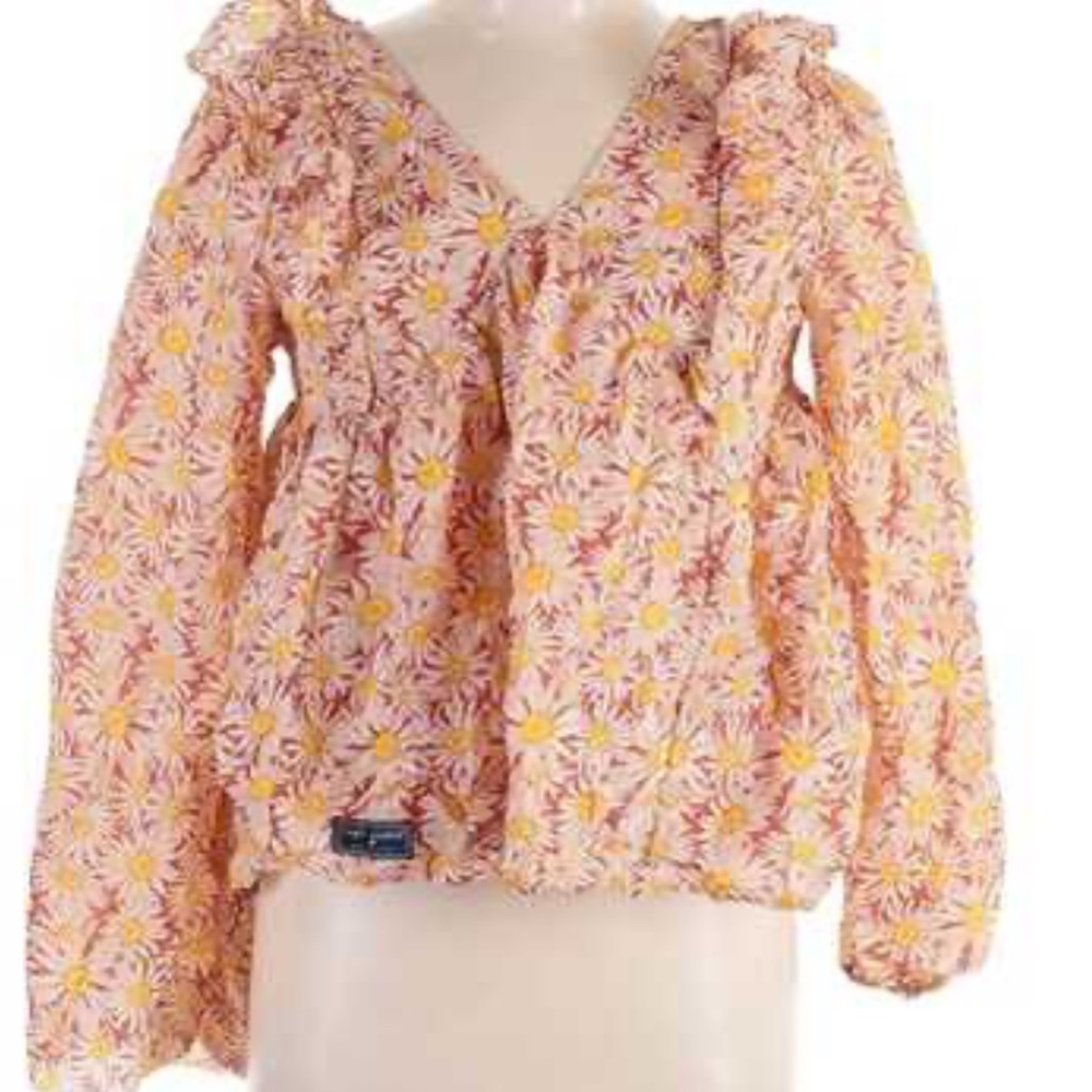 Simply Southern women’s Tie back Blouse Sunflower Theme size M